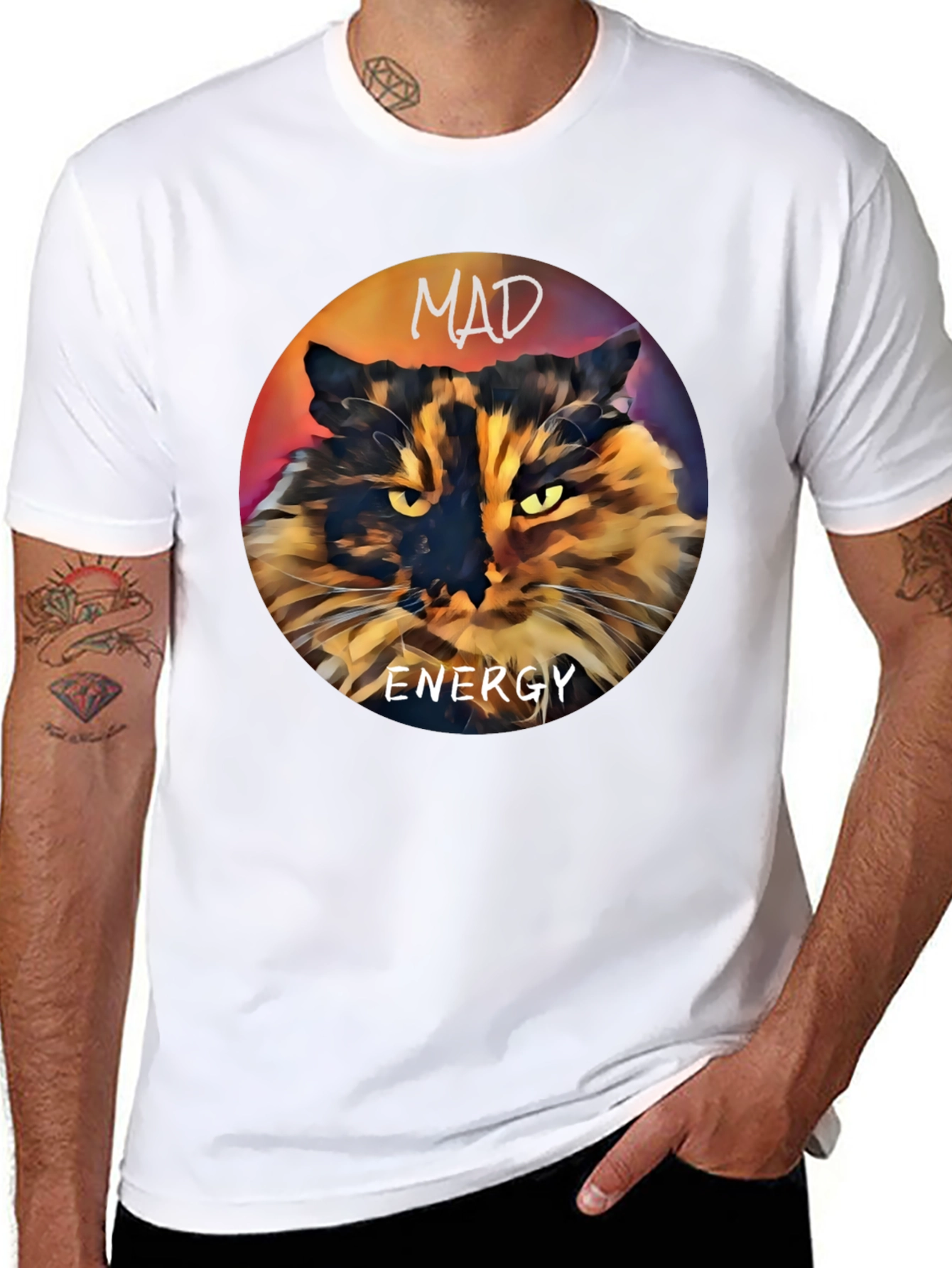 Mad Energy Cat Graphic T-Shirt