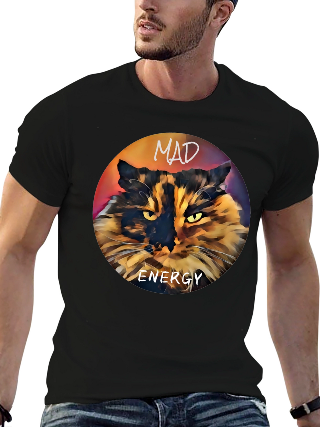 Mad Energy Cat Graphic T-Shirt