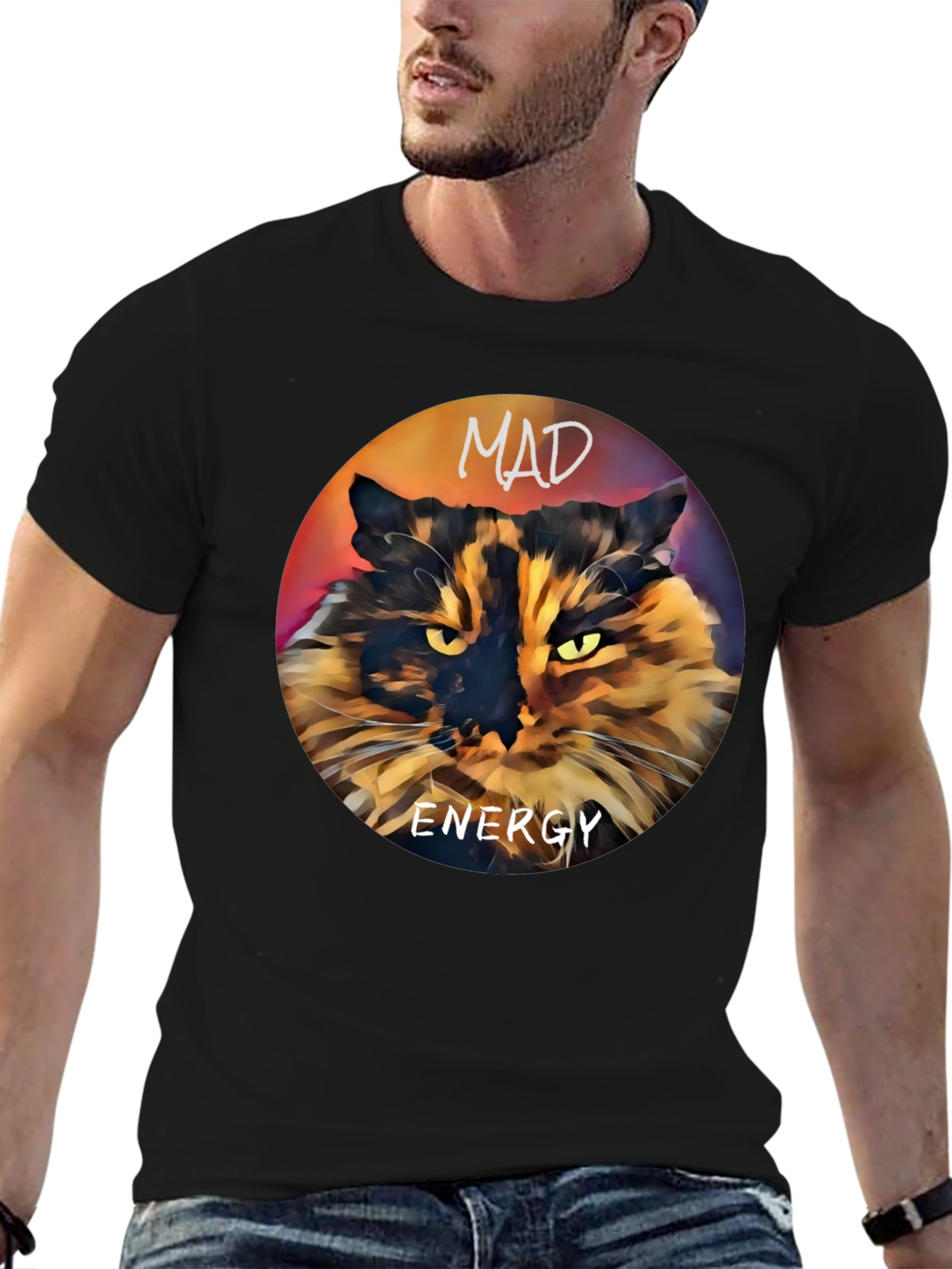 Mad Energy Cat Graphic T-Shirt