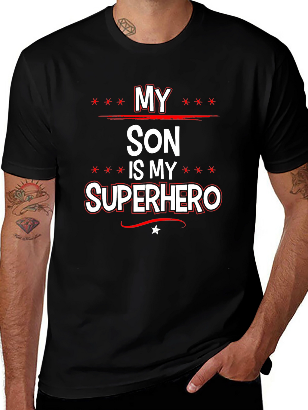 My Son is My Superhero Graphic Tee - Black