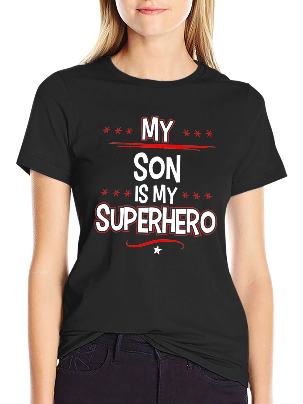 My Son is My Superhero Graphic Tee - Black