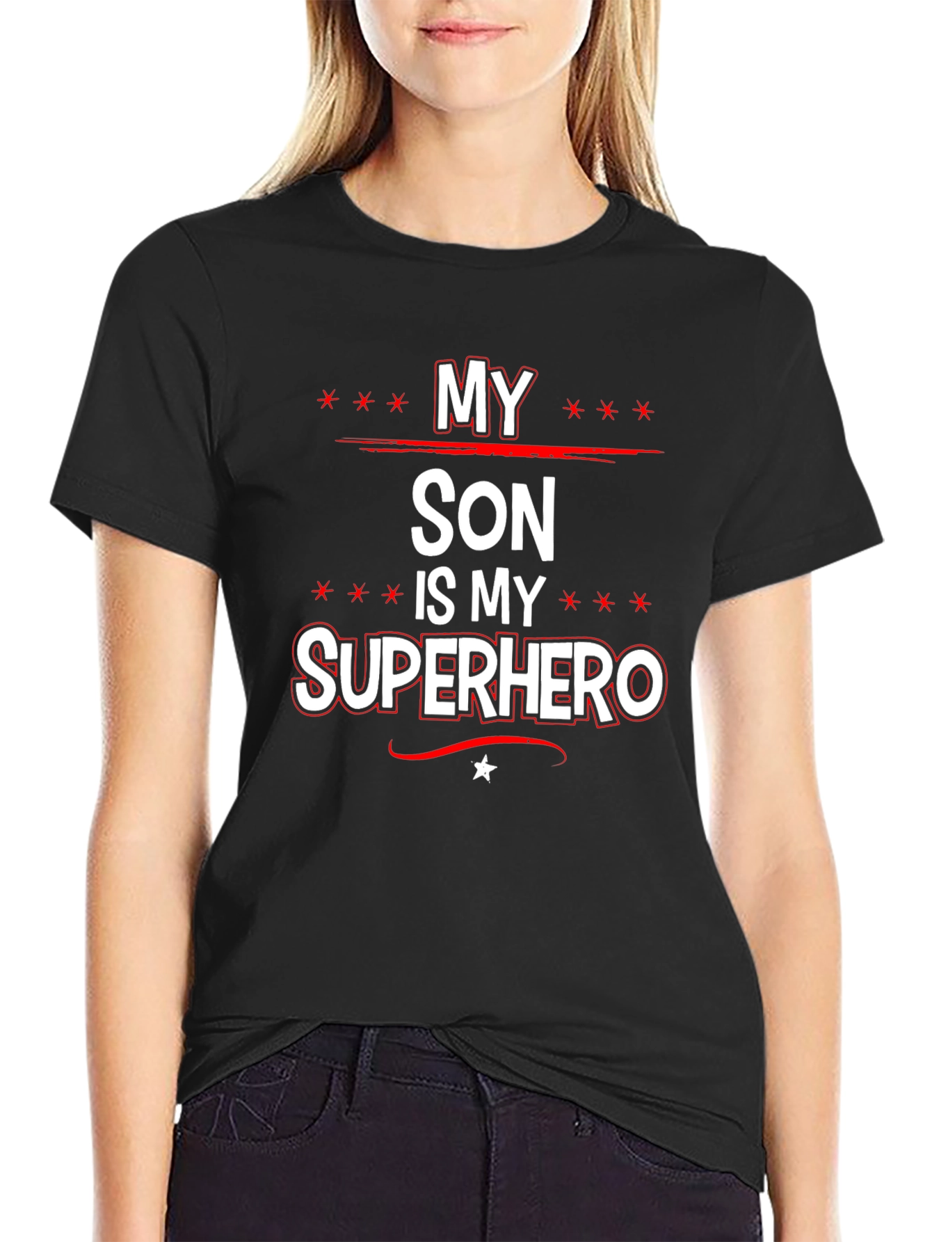 My Son is My Superhero Graphic Tee - Black