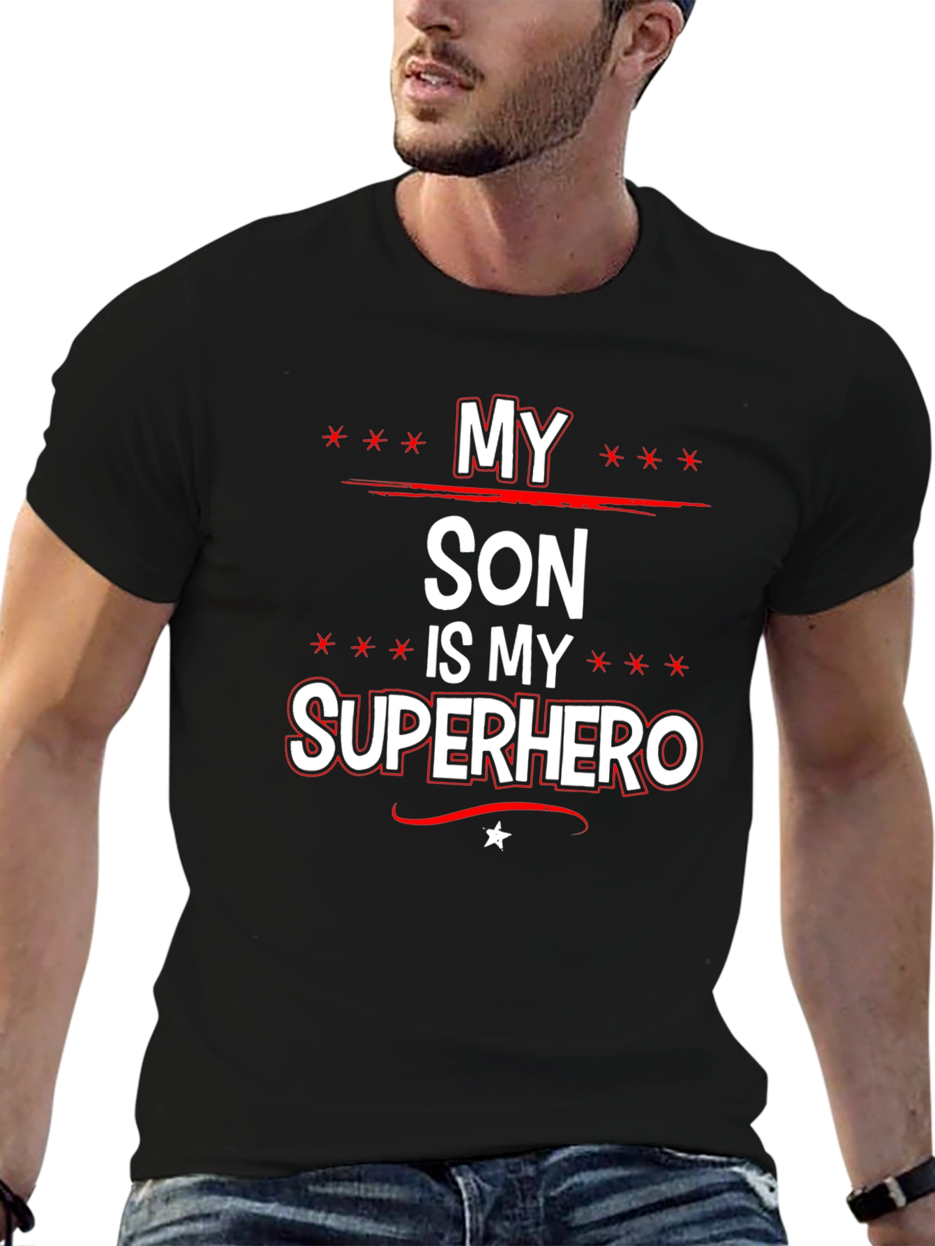 My Son is My Superhero Graphic Tee - Black