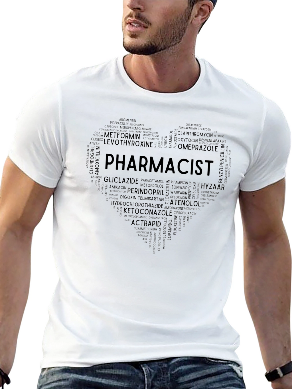 Pharmacist Heart T-Shirt - Medication Word Art