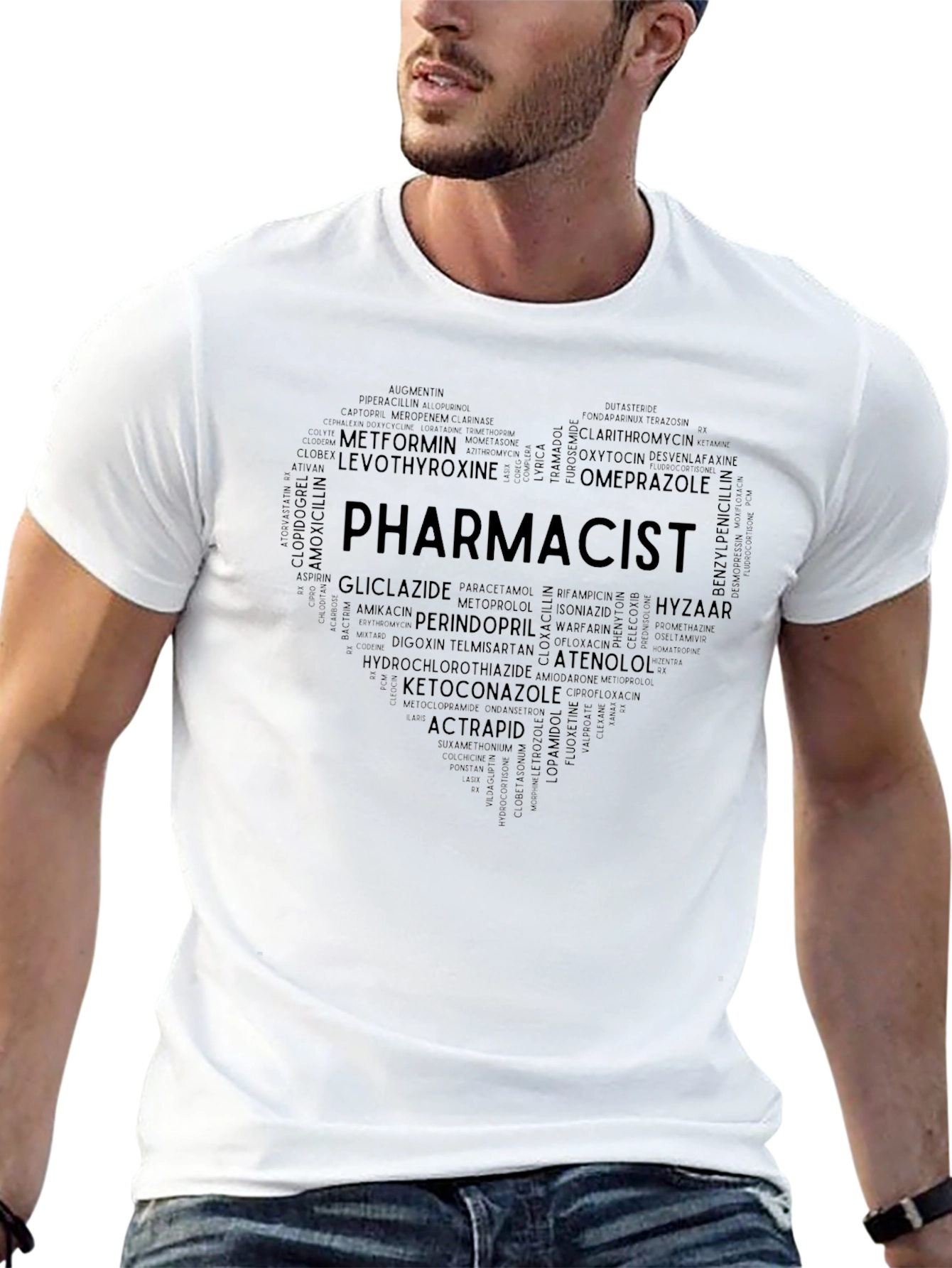 Pharmacist Heart T-Shirt - Medication Word Art
