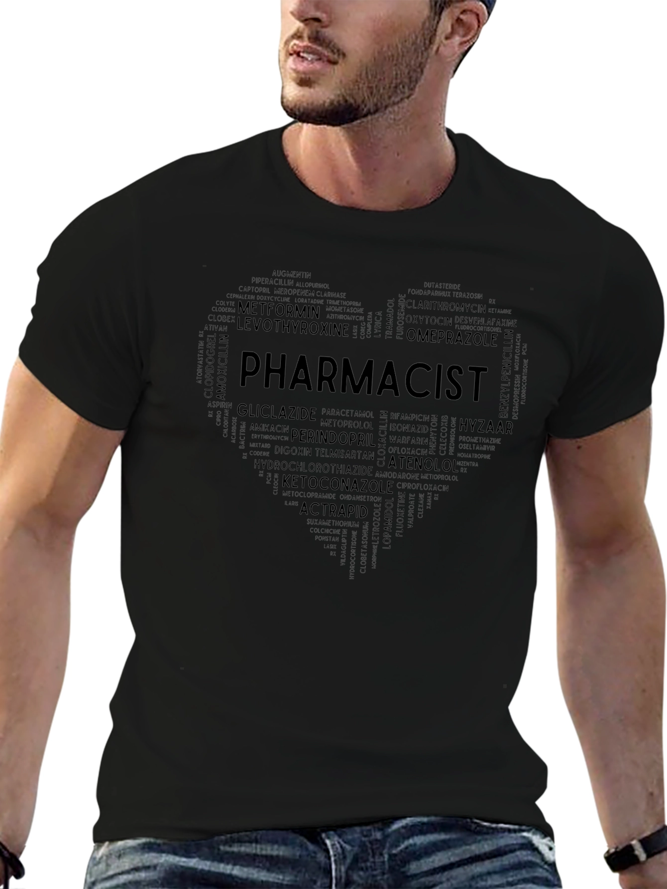 Pharmacist Heart T-Shirt - Medication Word Art
