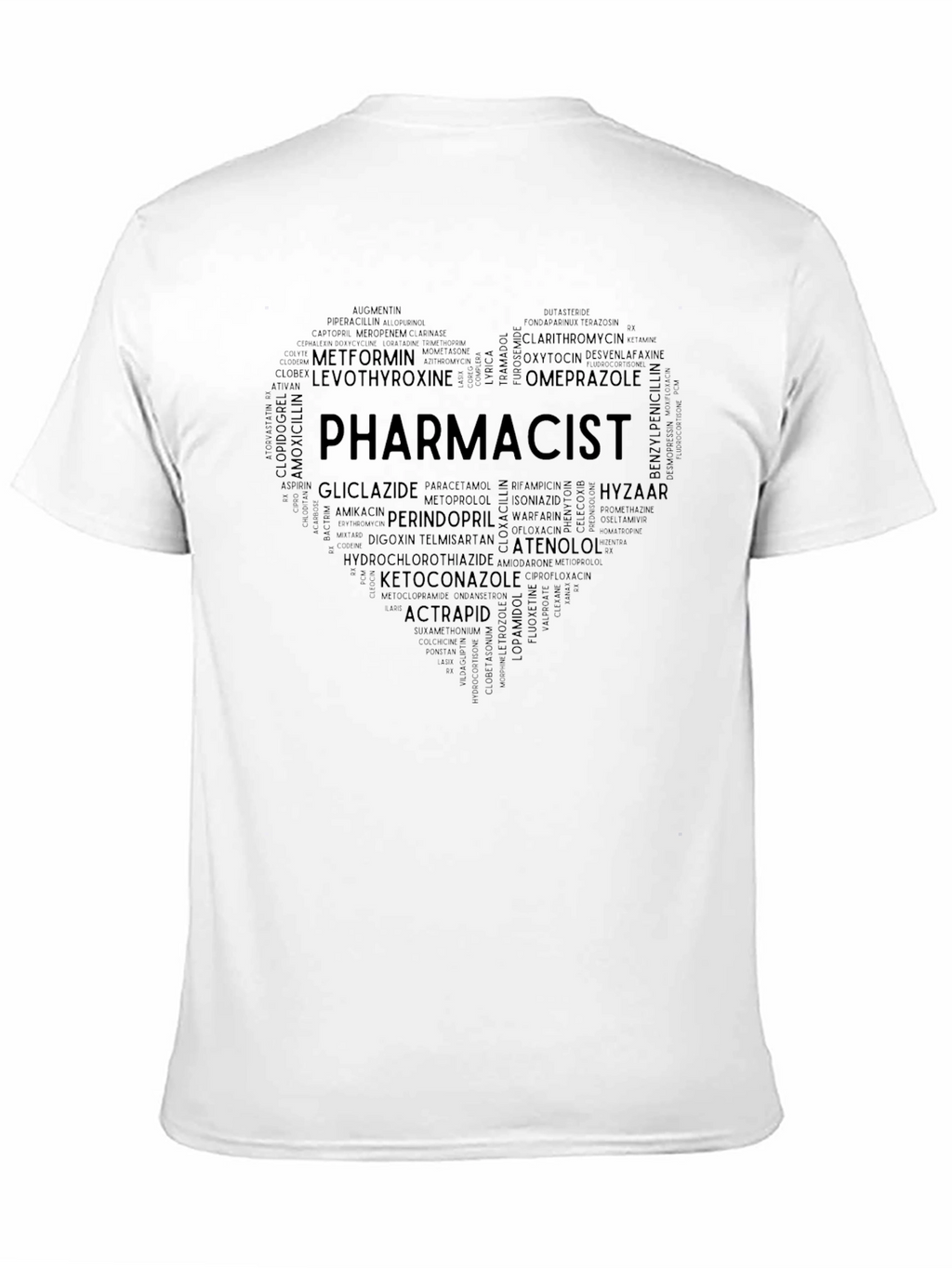 Pharmacist Heart T-Shirt - Medication Word Art