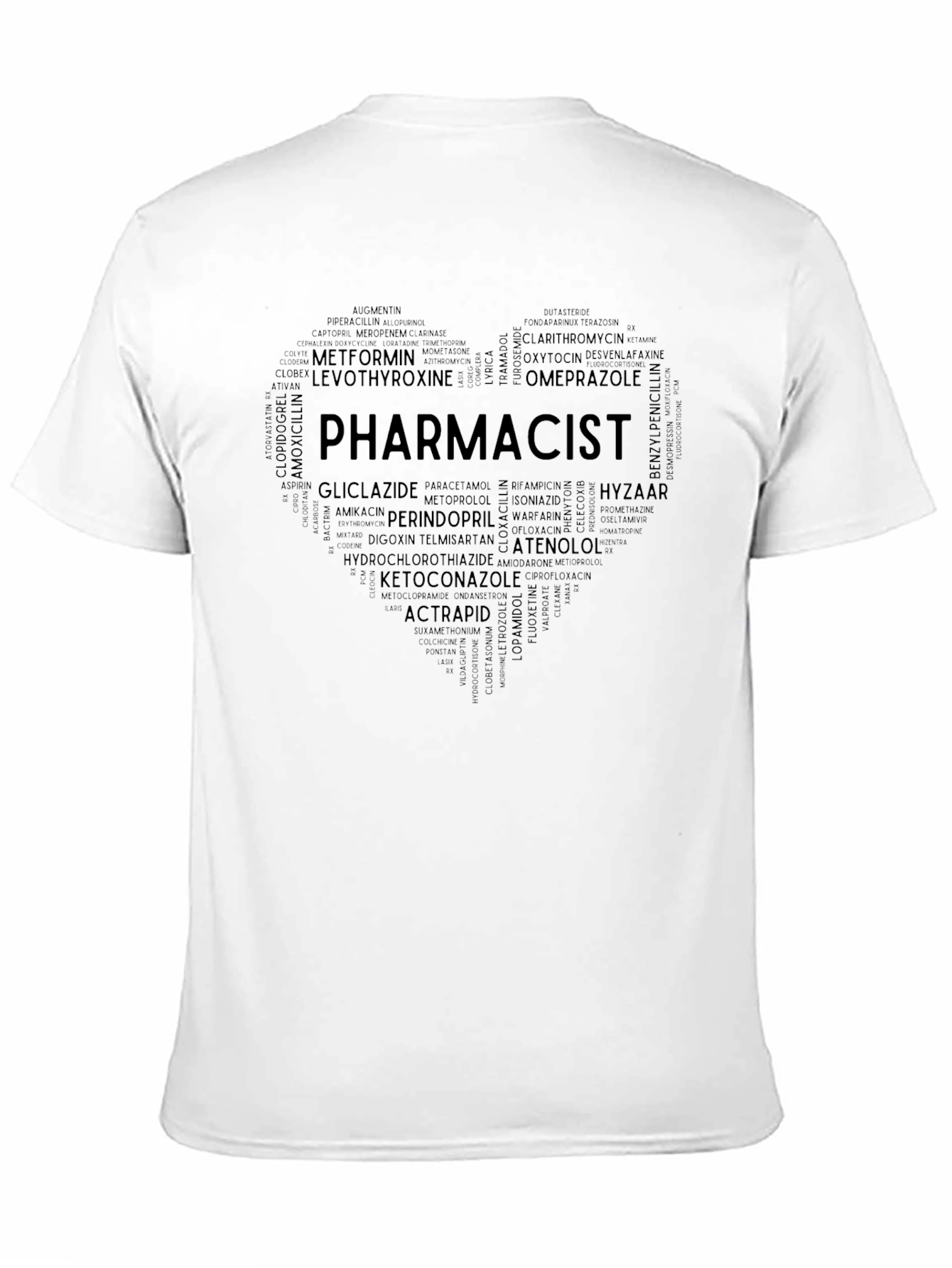 Pharmacist Heart T-Shirt - Medication Word Art