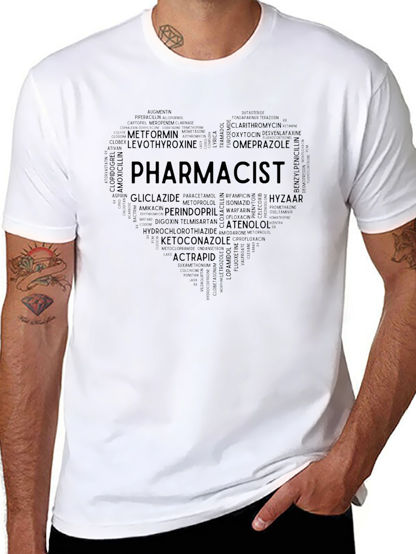 Pharmacist Heart T-Shirt - Medication Word Art