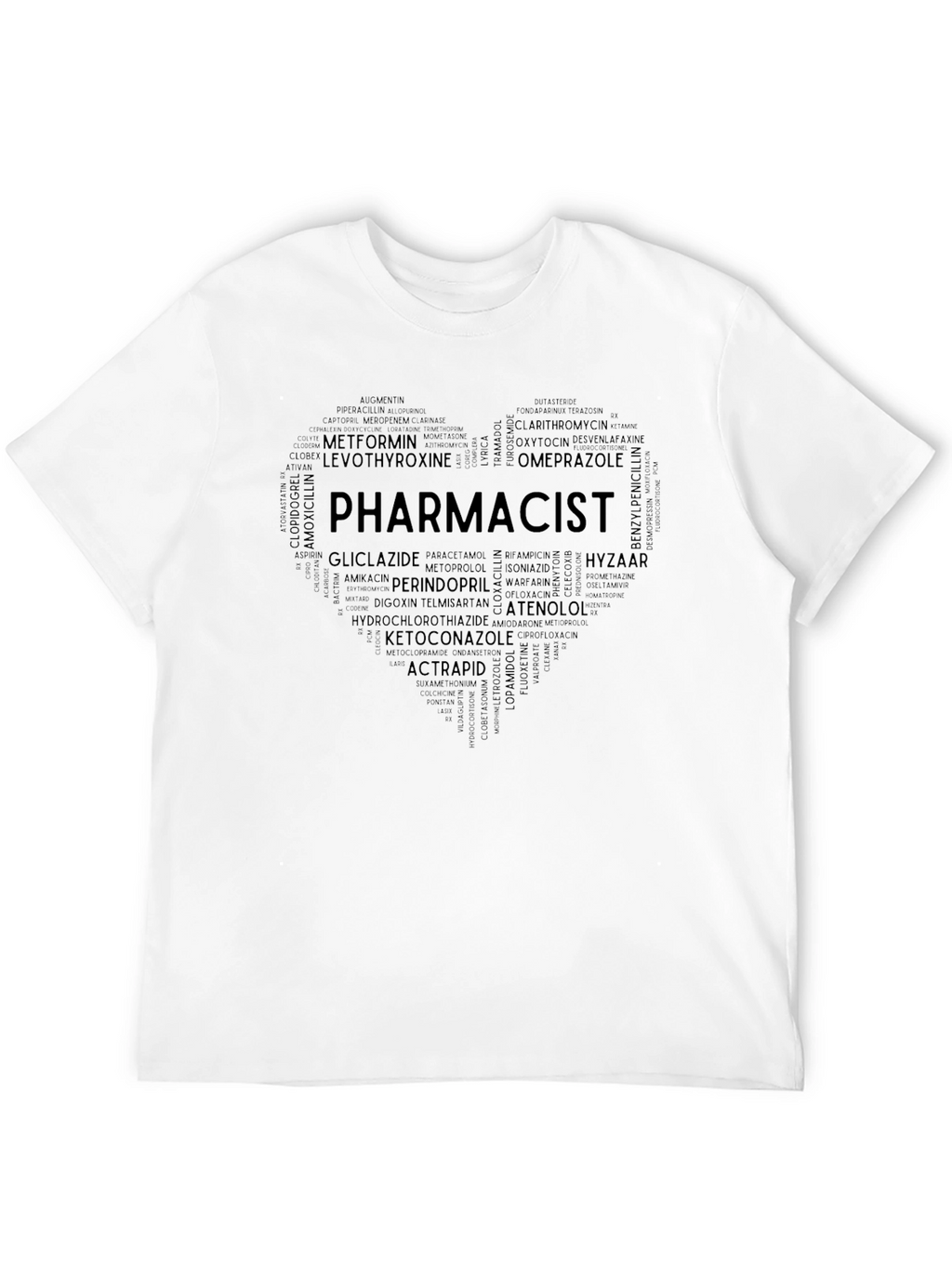 Pharmacist Heart T-Shirt - Medication Word Art
