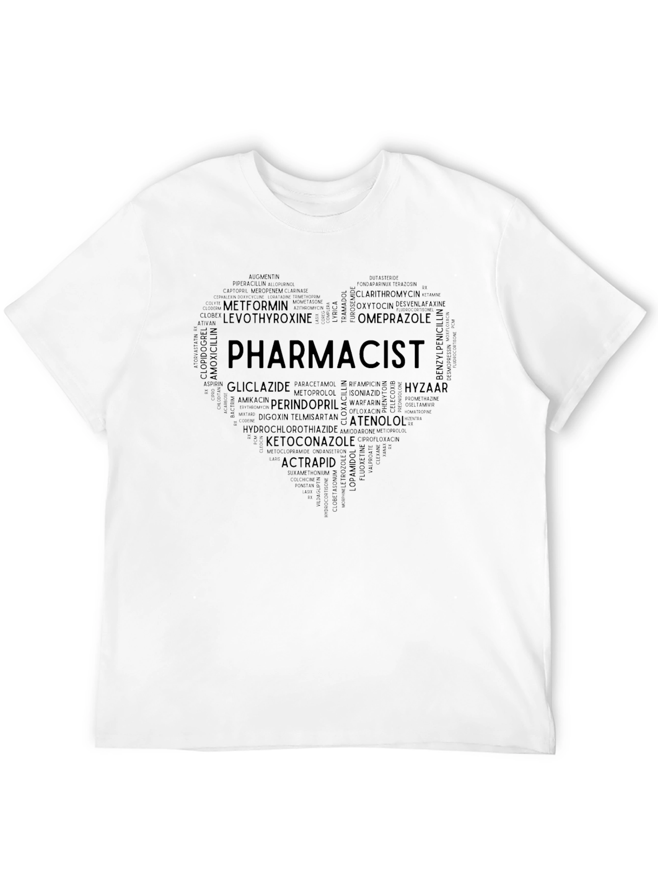 Pharmacist Heart T-Shirt - Medication Word Art