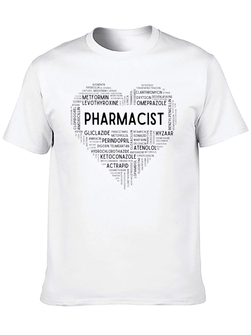 Pharmacist Heart T-Shirt - Medication Word Art