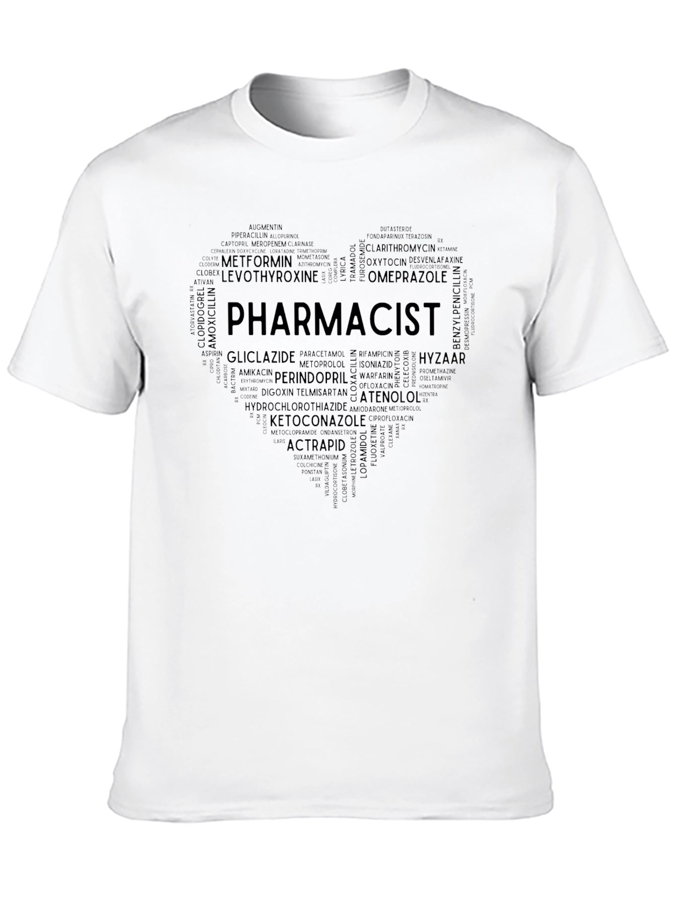 Pharmacist Heart T-Shirt - Medication Word Art