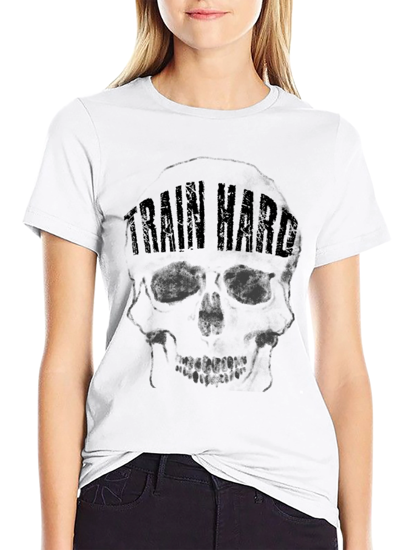 Train Hard Skull Graphic T-Shirt