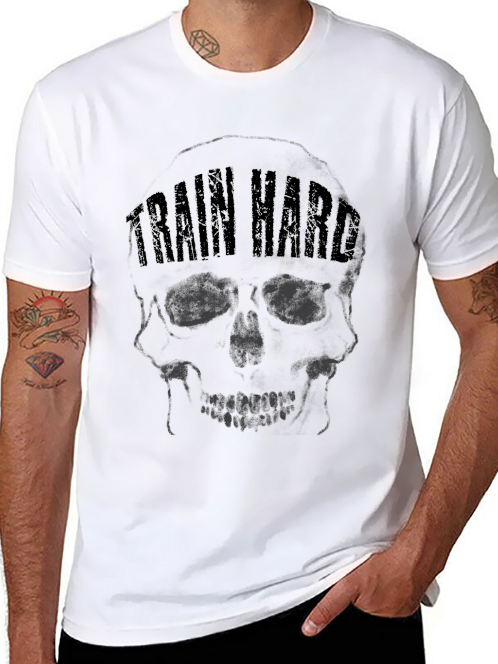 Train Hard Skull Graphic T-Shirt