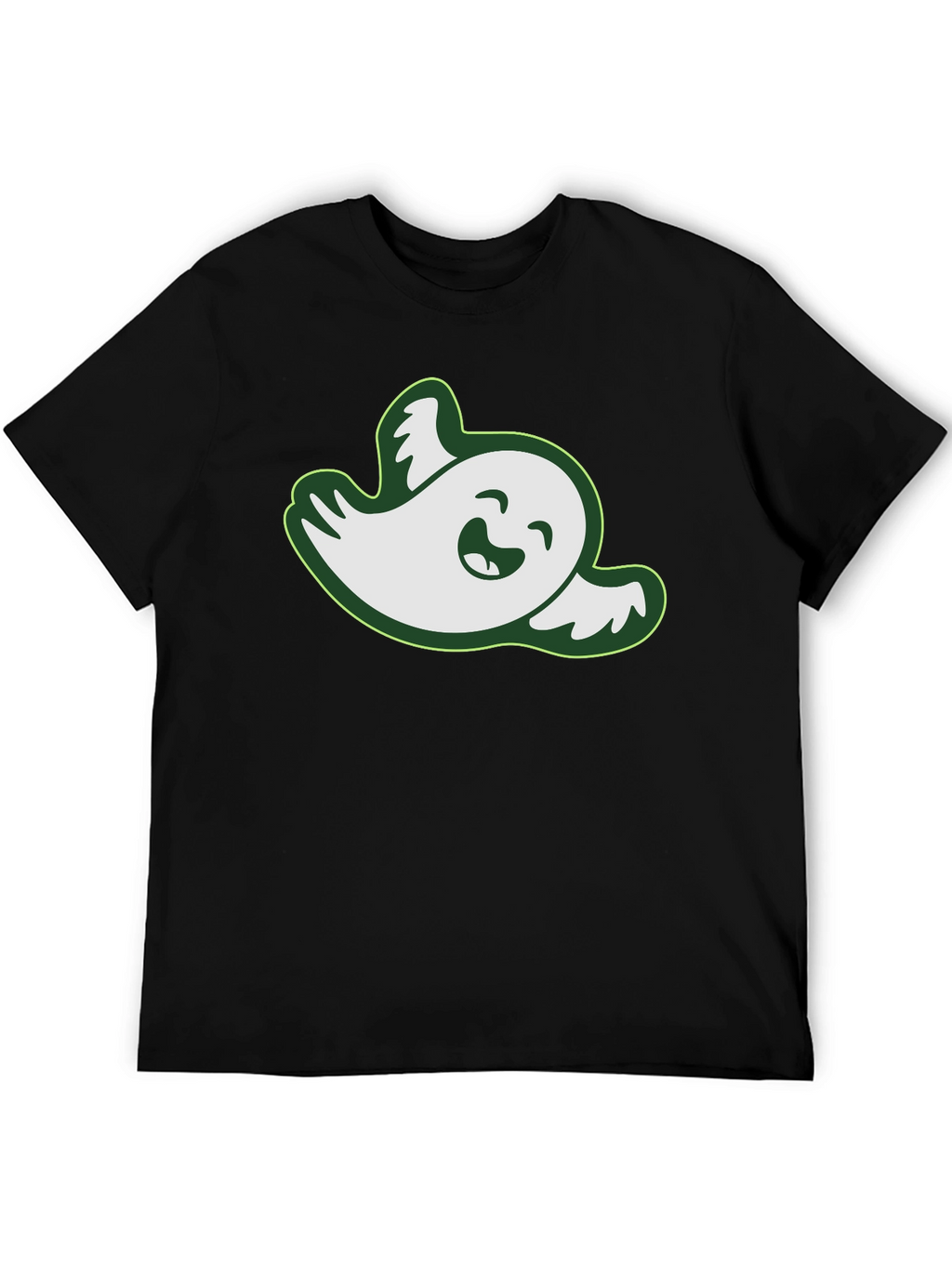 Funny Ghost Graphic Tee - Black Cotton T-Shirt