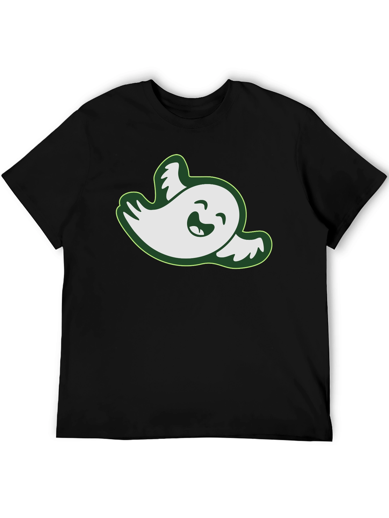 Funny Ghost Graphic Tee - Black Cotton T-Shirt