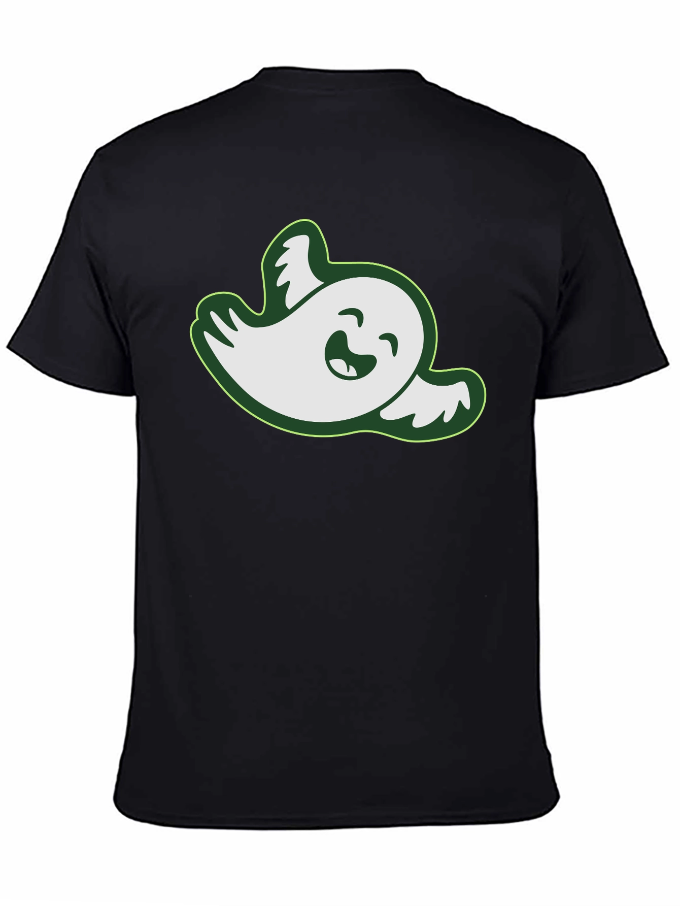 Funny Ghost Graphic Tee - Black Cotton T-Shirt