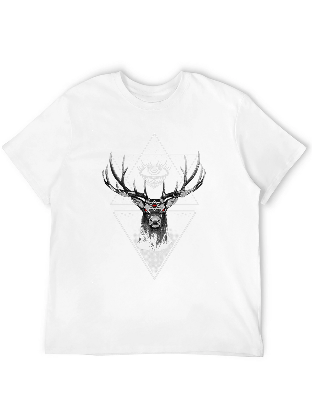 Mystic Deer Black T-Shirt Geometric Design