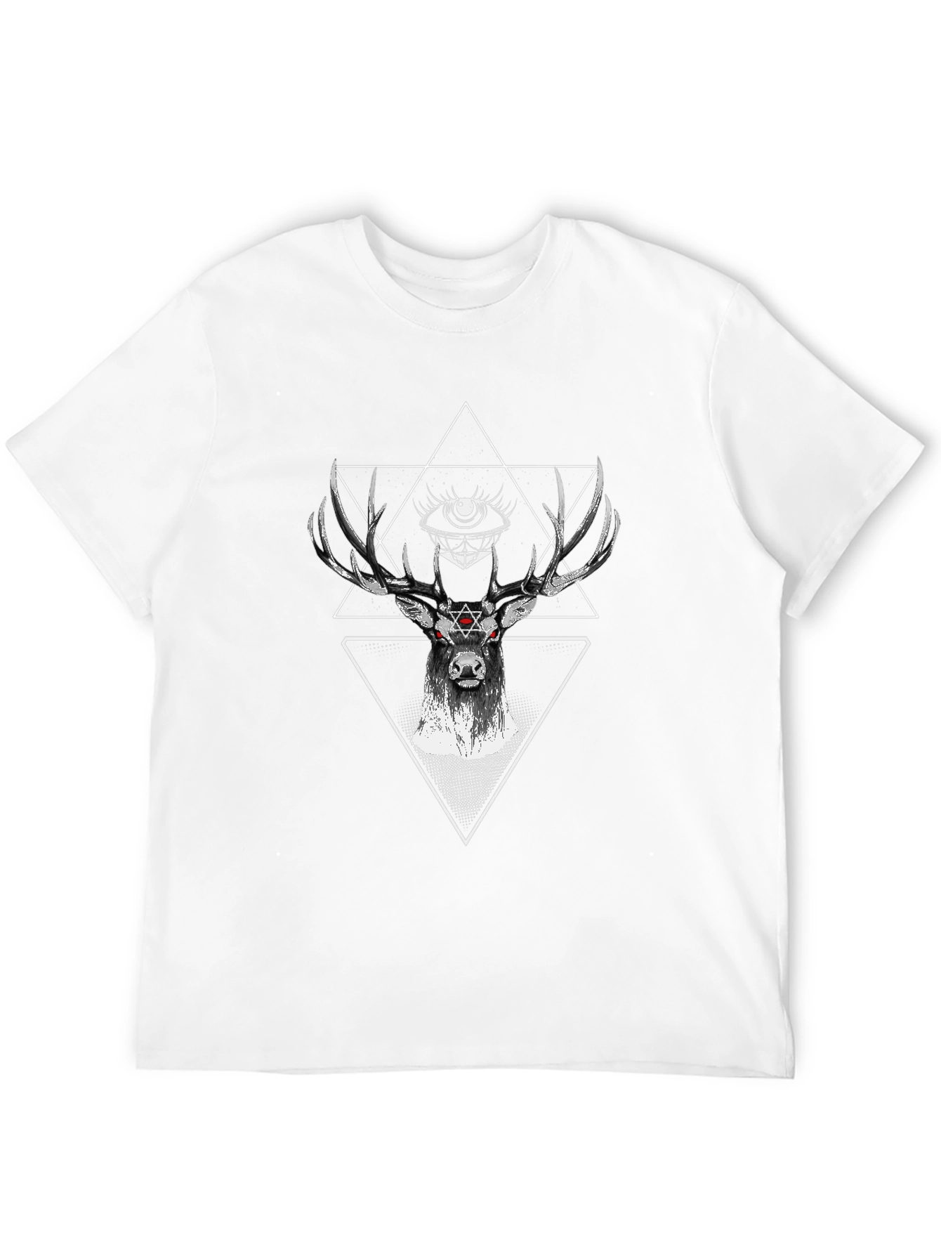 Mystic Deer Black T-Shirt Geometric Design