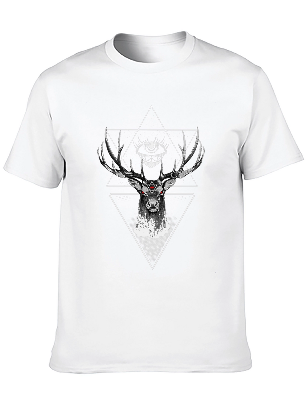 Mystic Deer Black T-Shirt Geometric Design