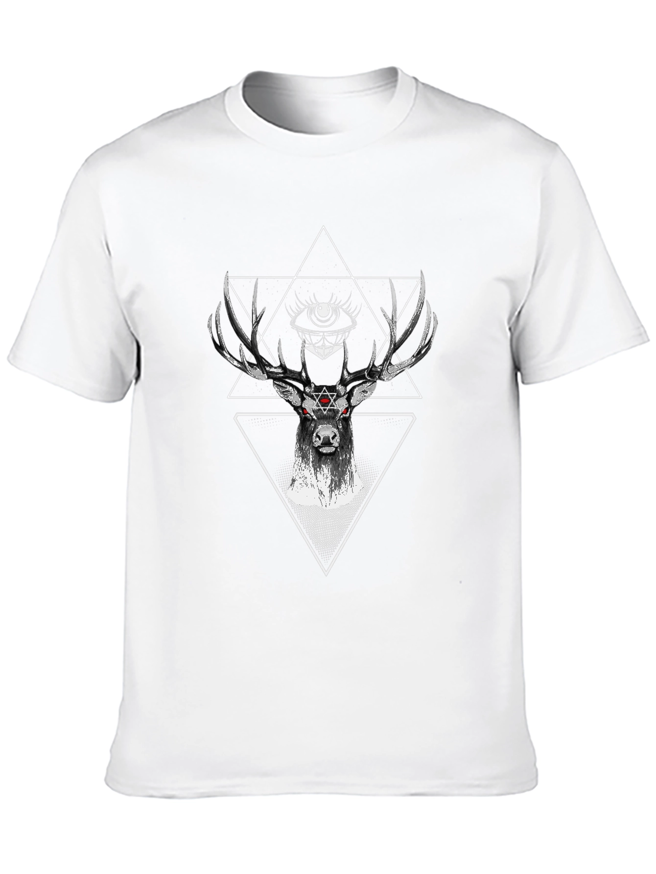 Mystic Deer Black T-Shirt Geometric Design