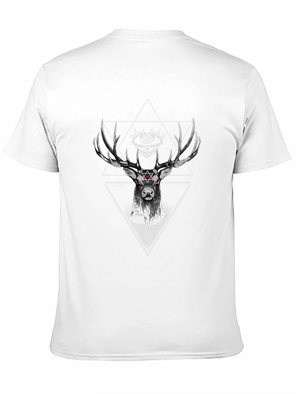 Mystic Deer Black T-Shirt Geometric Design