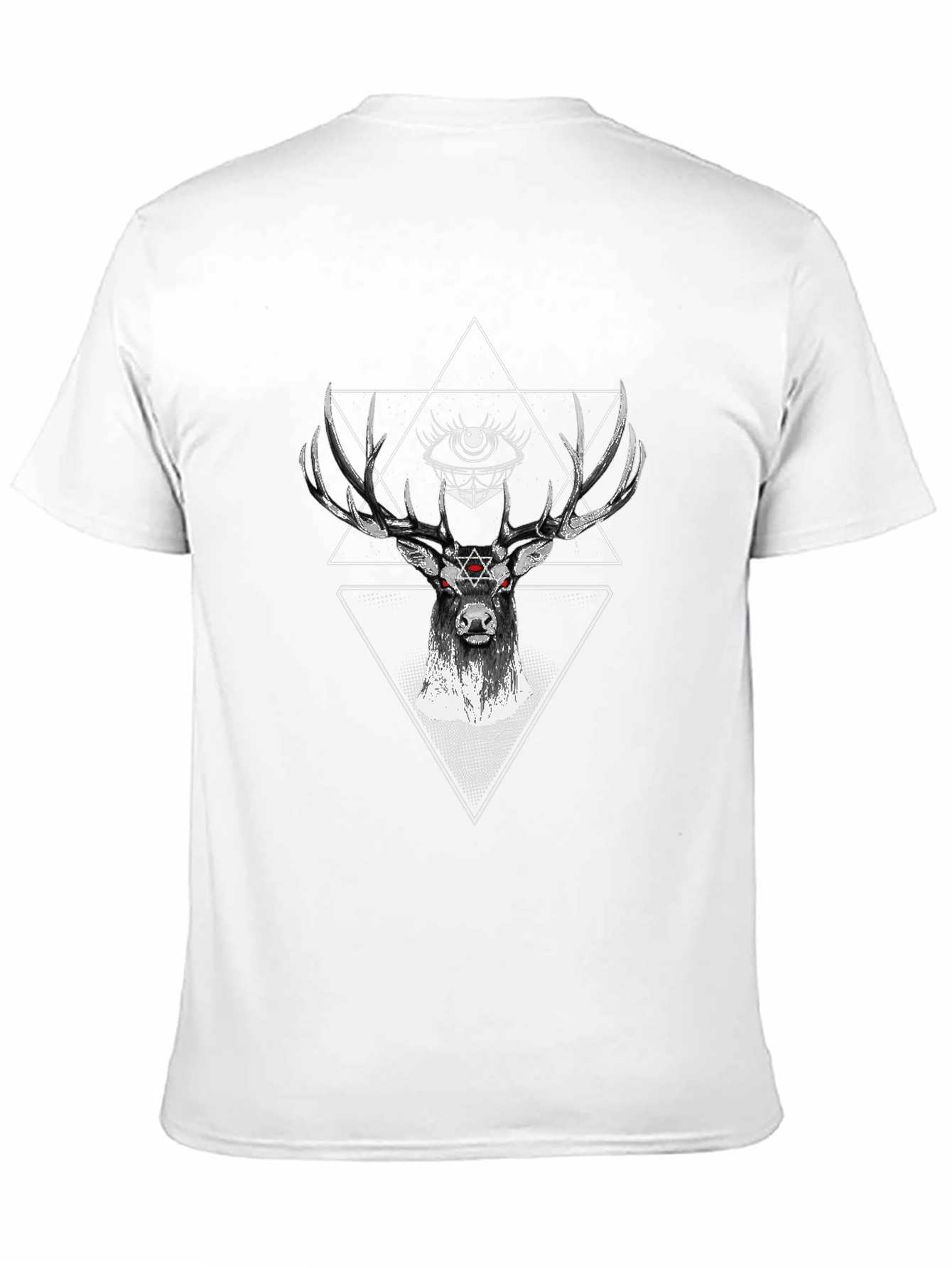 Mystic Deer Black T-Shirt Geometric Design