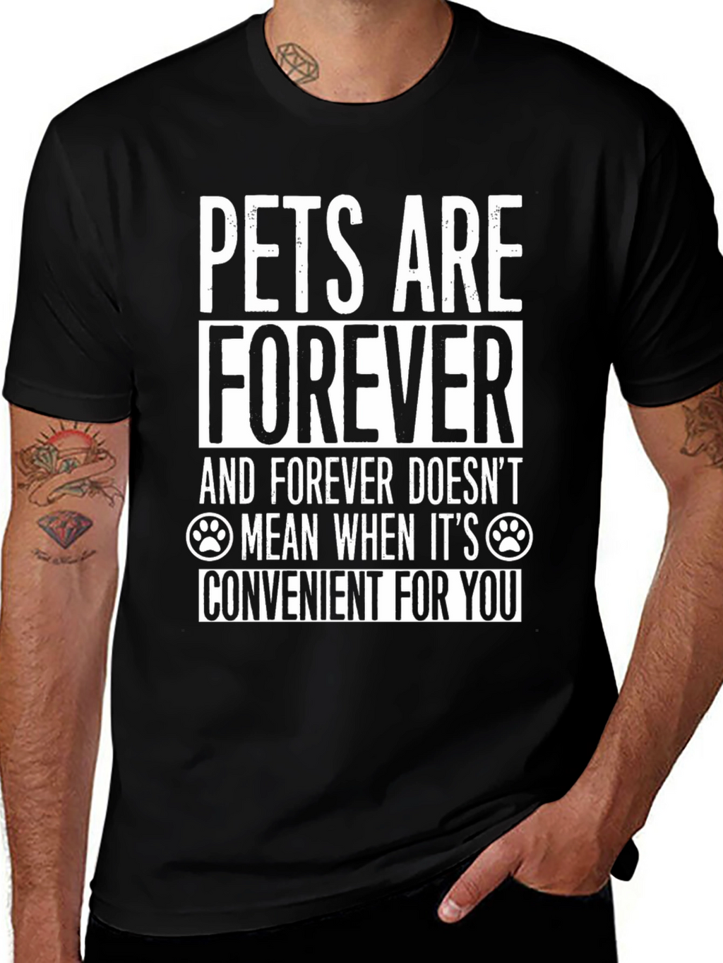 Pets Are Forever T-Shirt - Black Cotton Blend