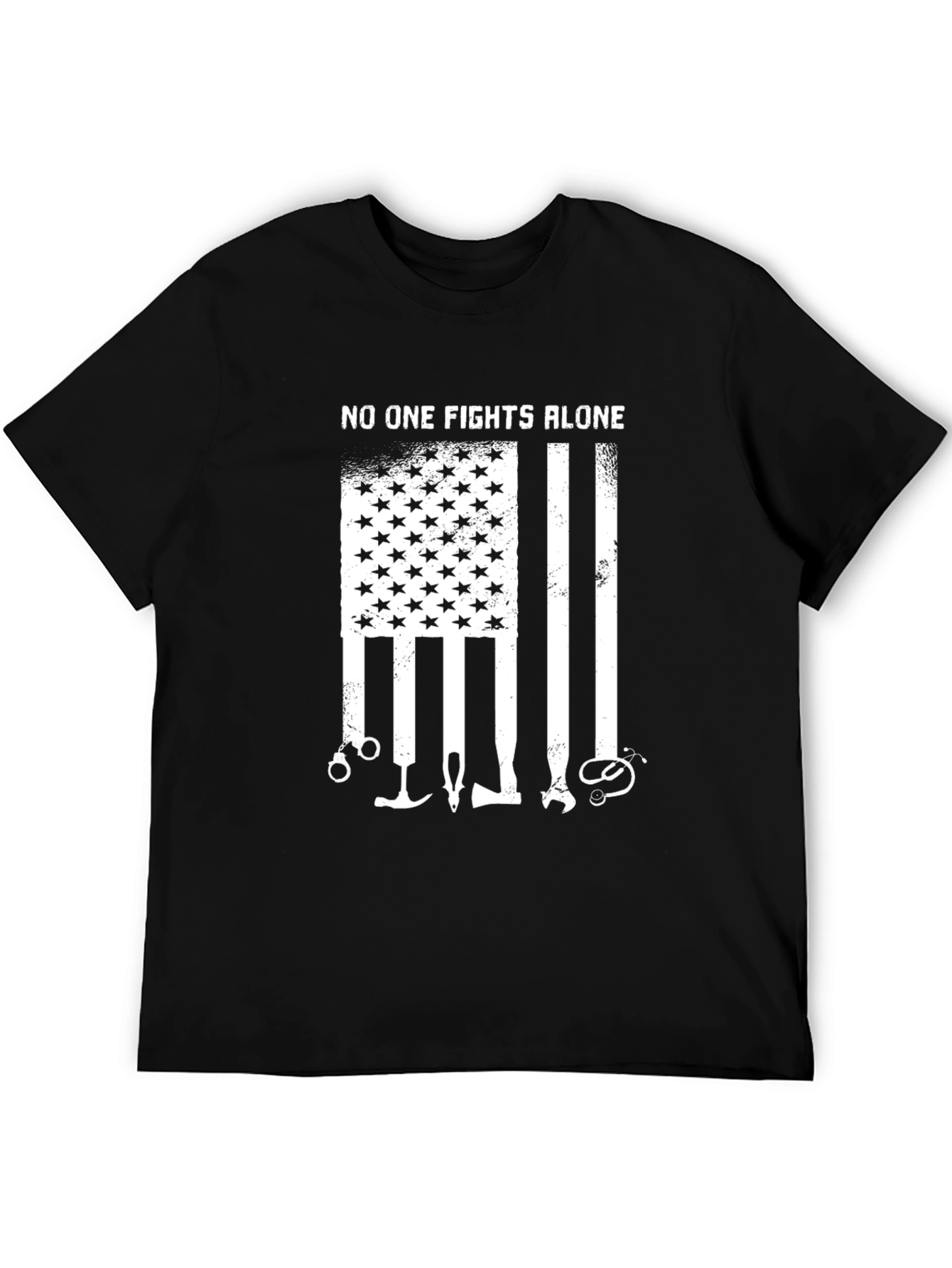 No One Fights Alone T-Shirt American Flag