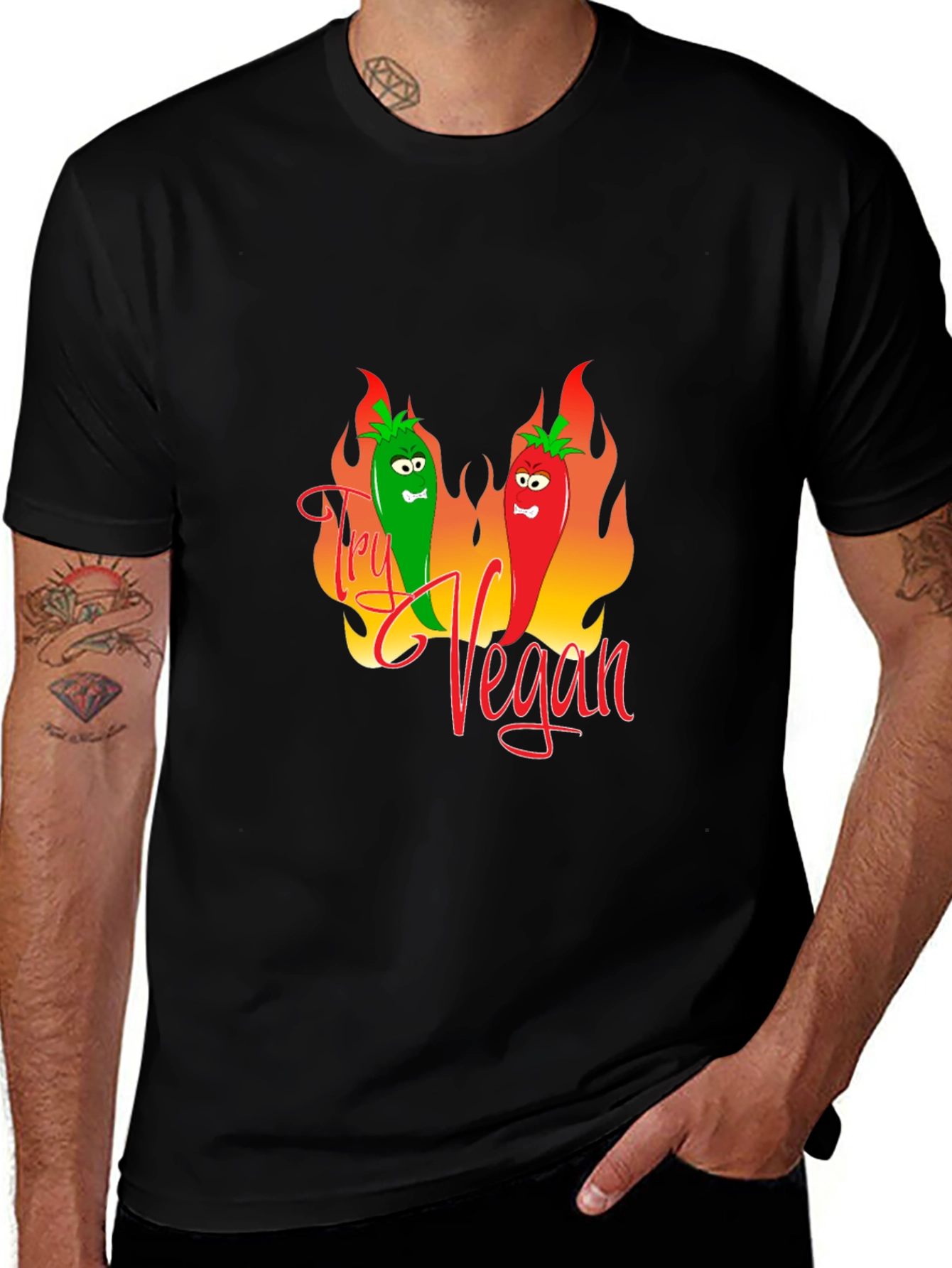 Try Vegan Graphic Tee - Black T-Shirt