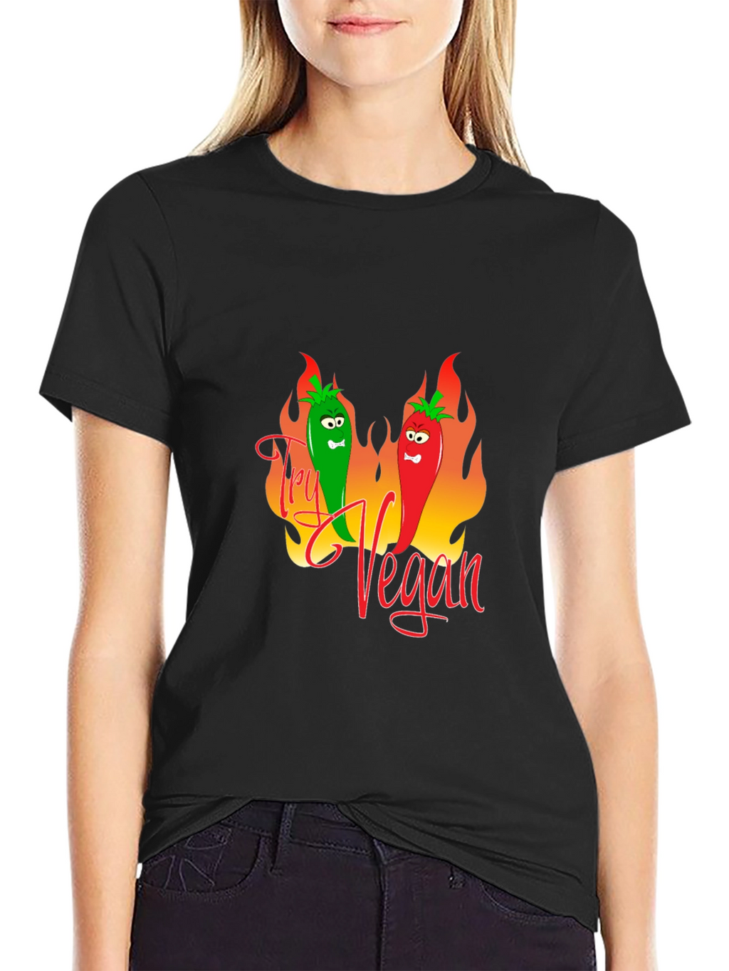 Try Vegan Graphic Tee - Black T-Shirt