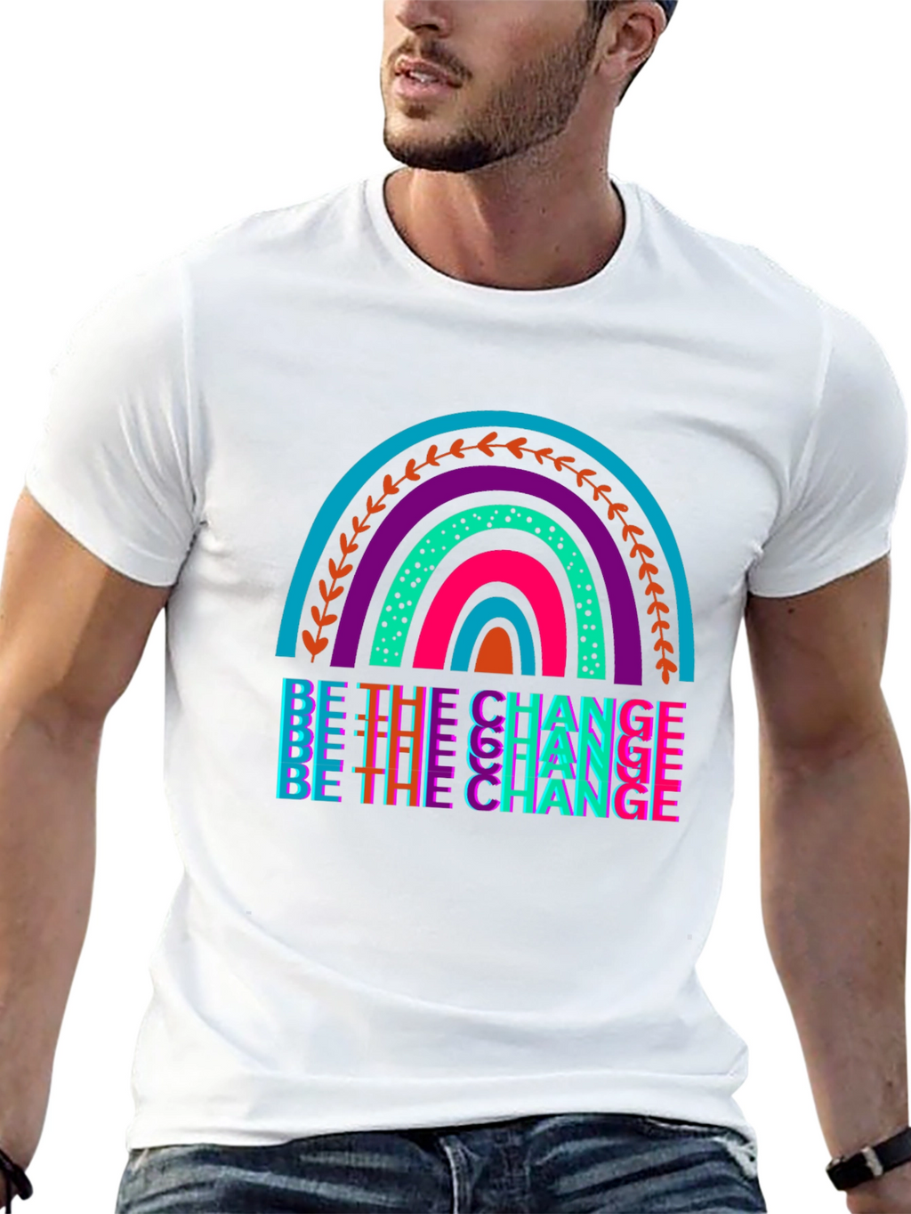 Be the Change Rainbow Graphic Tee