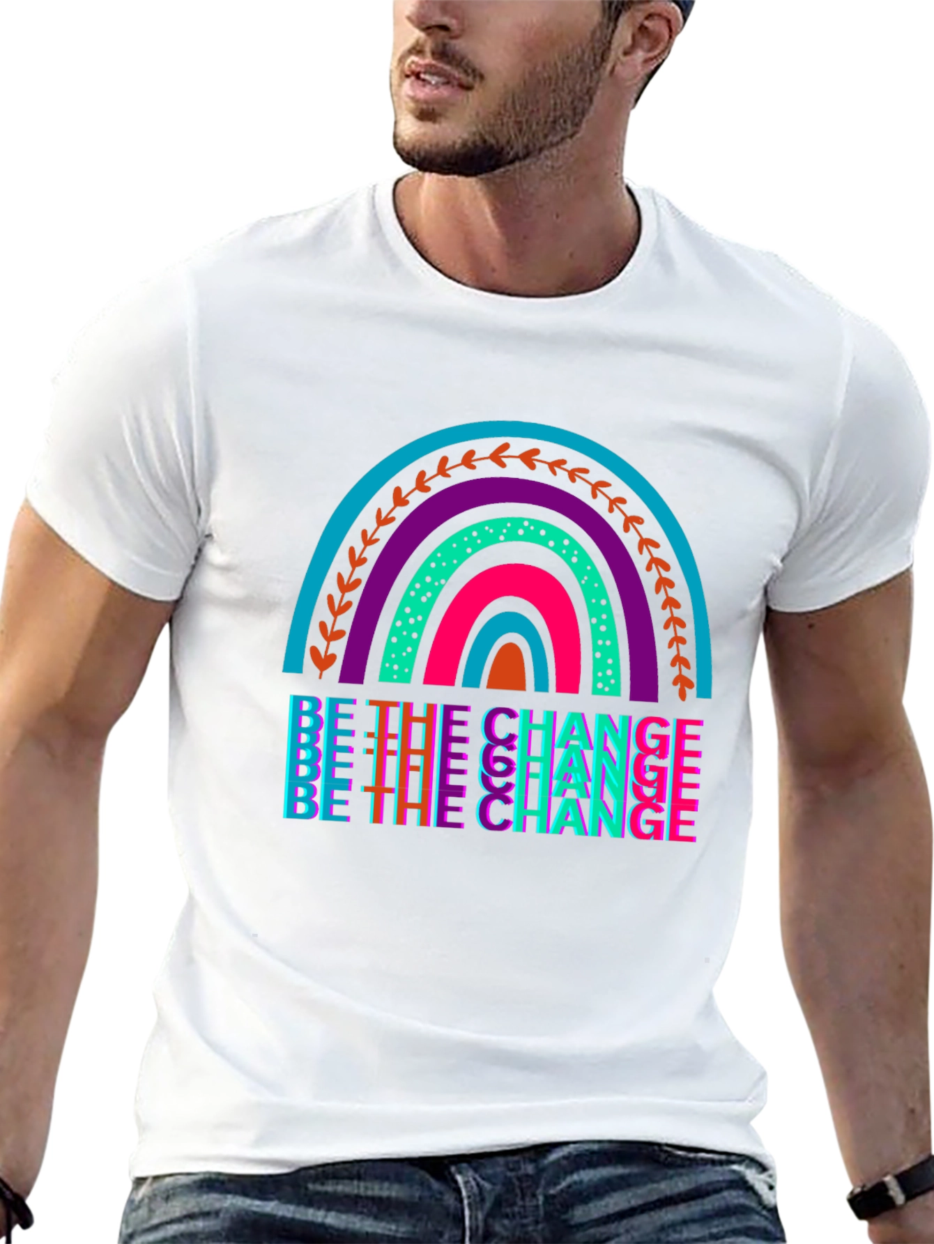 Be the Change Rainbow Graphic Tee