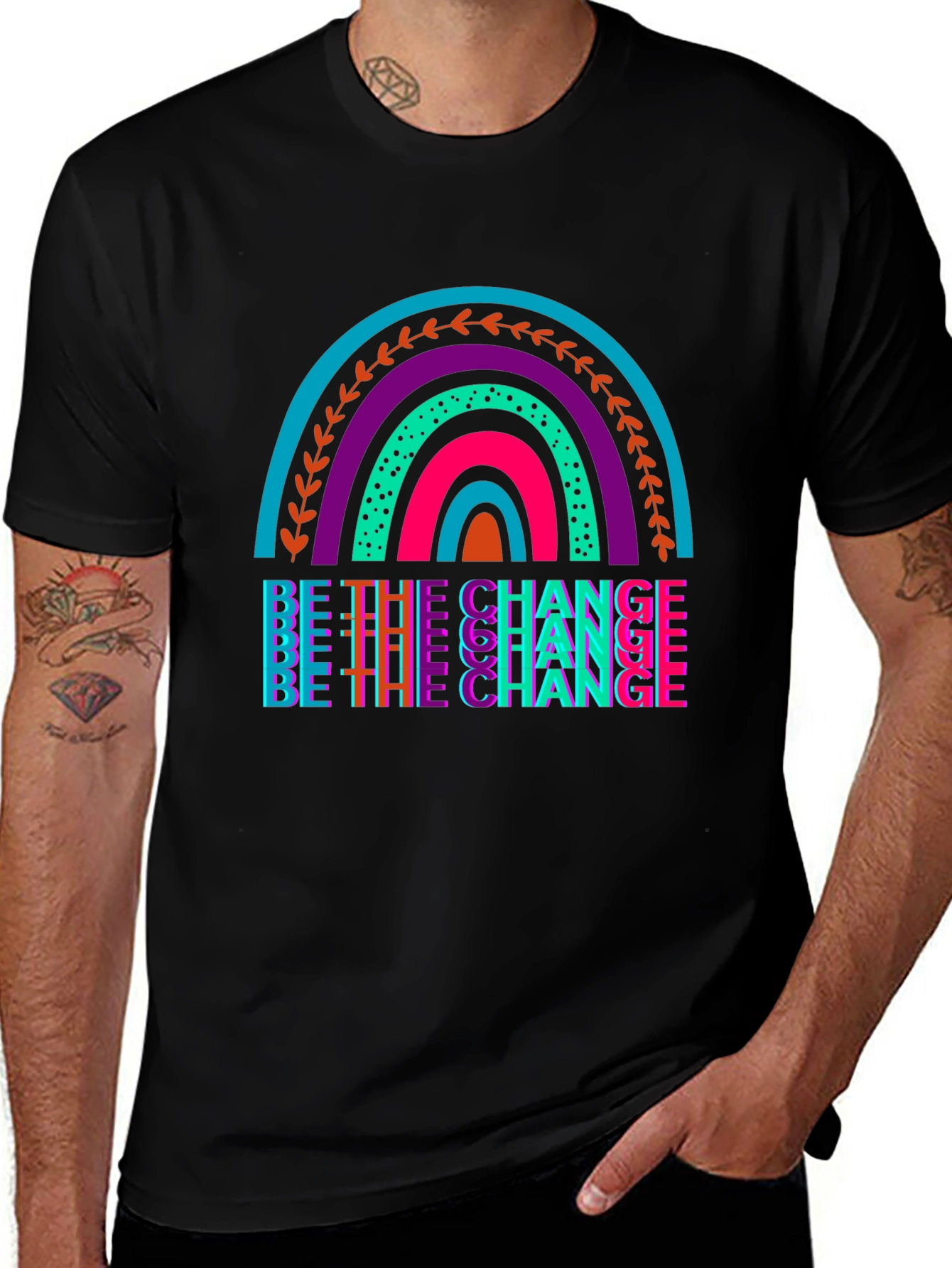 Be the Change Rainbow Graphic Tee
