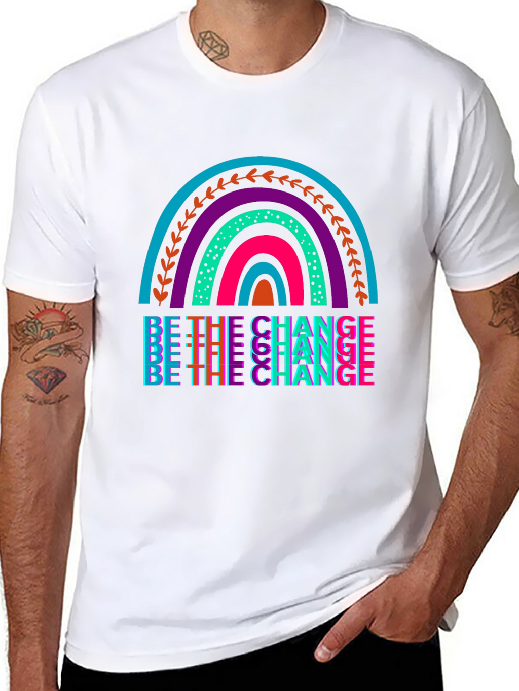 Be the Change Rainbow Graphic Tee