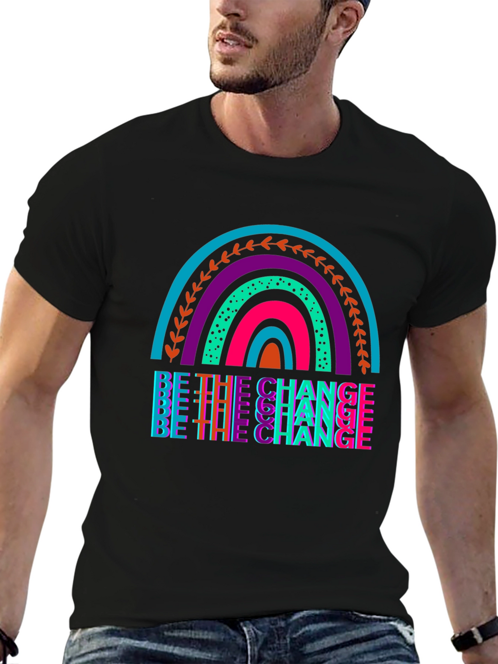 Be the Change Rainbow Graphic Tee
