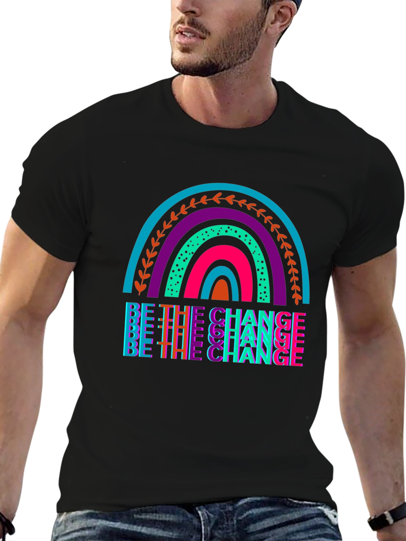 Be the Change Rainbow Graphic Tee