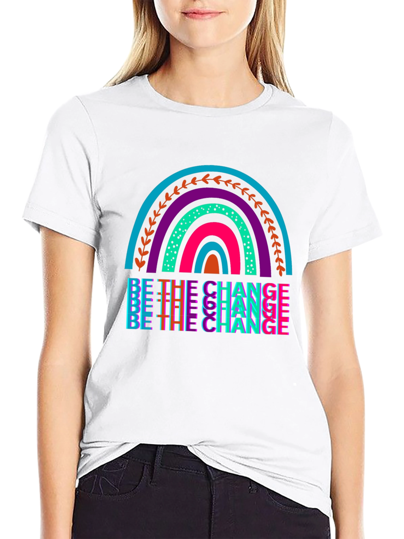Be the Change Rainbow Graphic Tee
