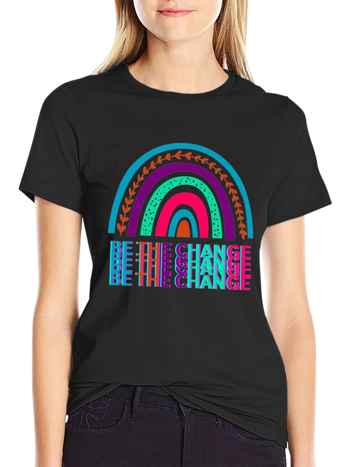 Be the Change Rainbow Graphic Tee