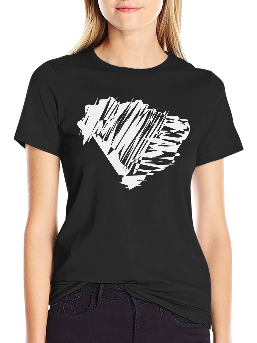 Abstract Graphic Print Black Tee