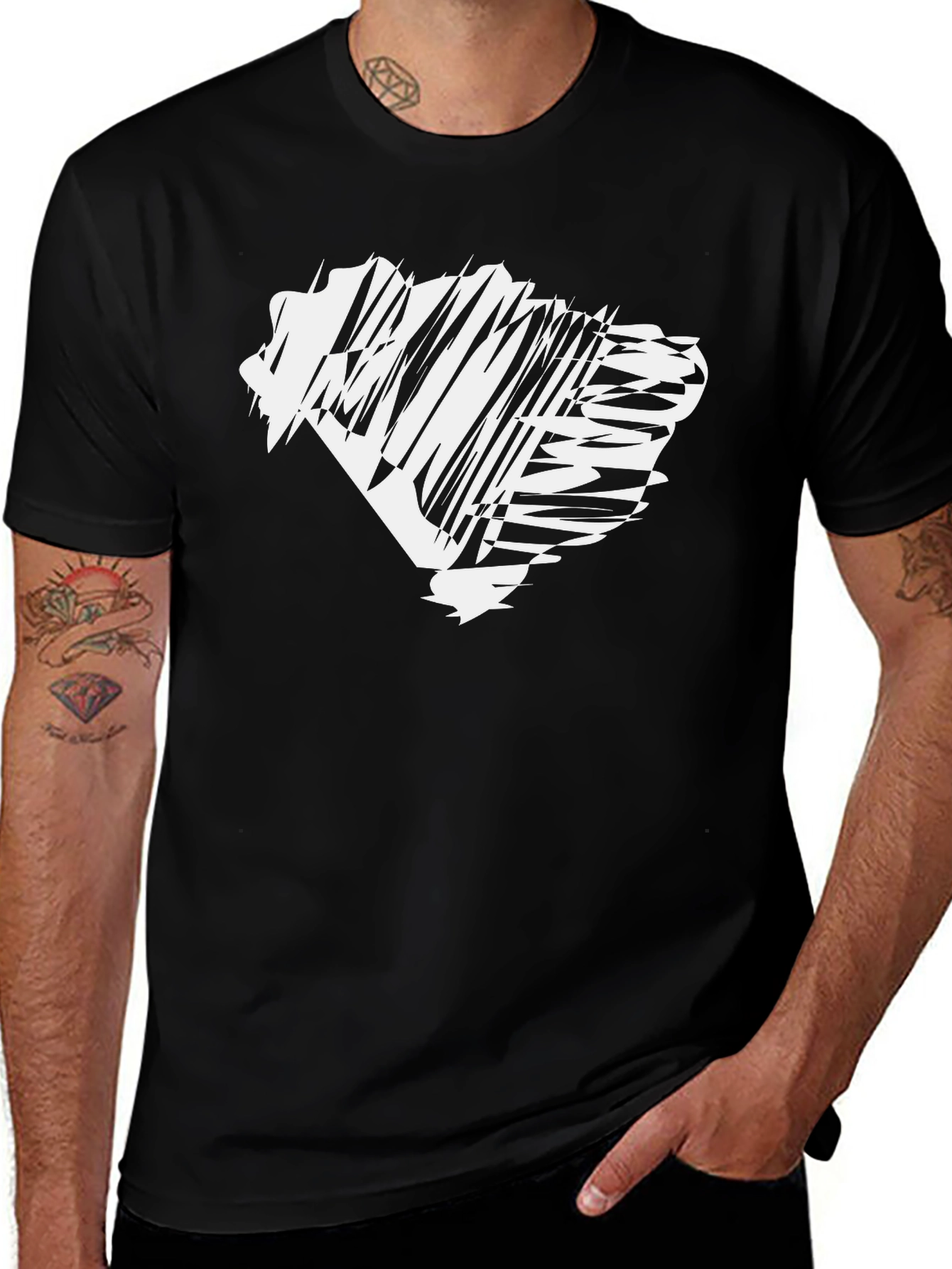 Abstract Graphic Print Black Tee