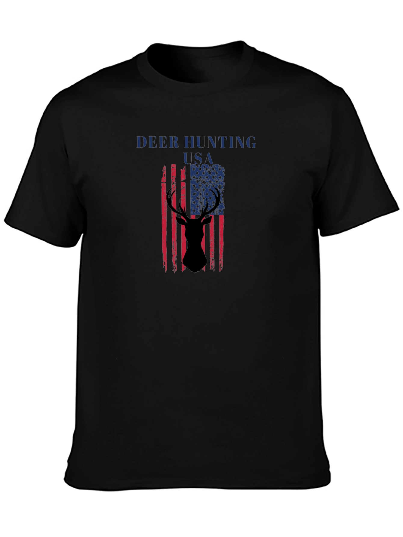 Deer Hunting USA Flag Graphic T-Shirt