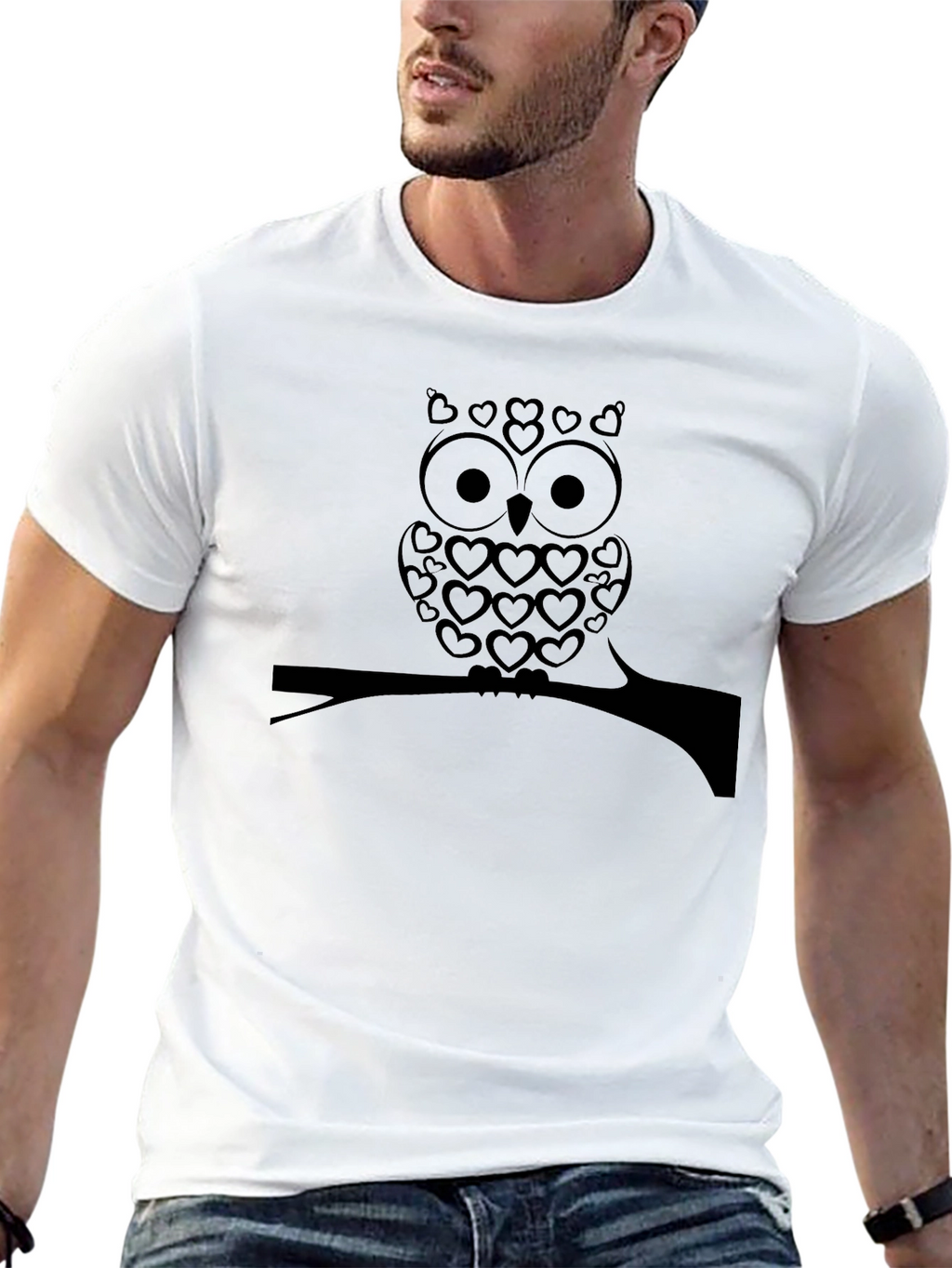 Owl Heart Graphic Tee - Black T-Shirt