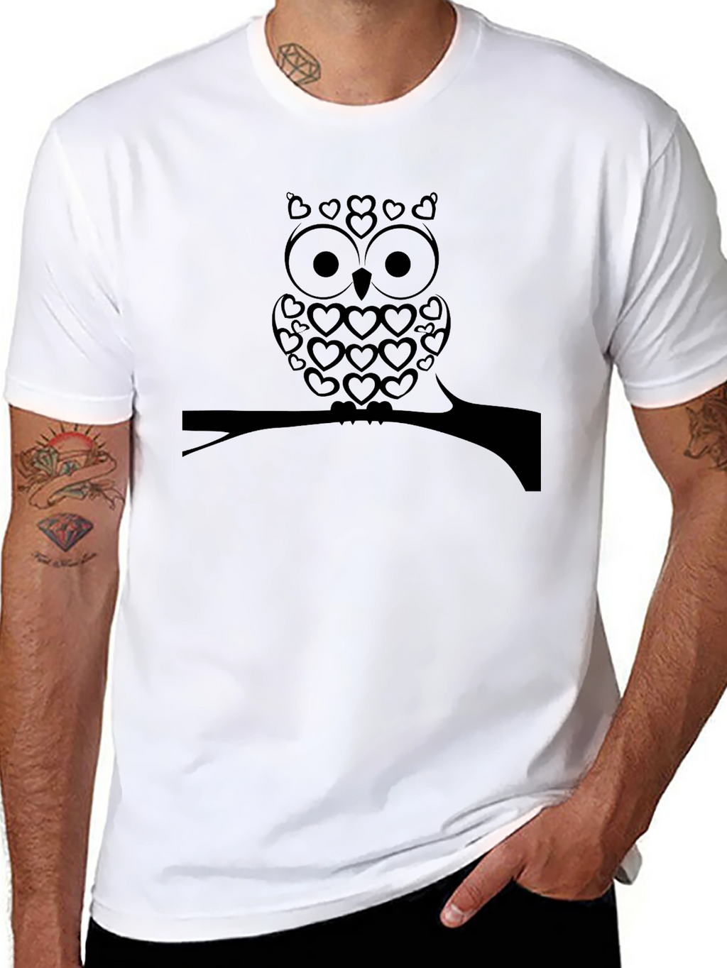 Owl Heart Graphic Tee - Black T-Shirt