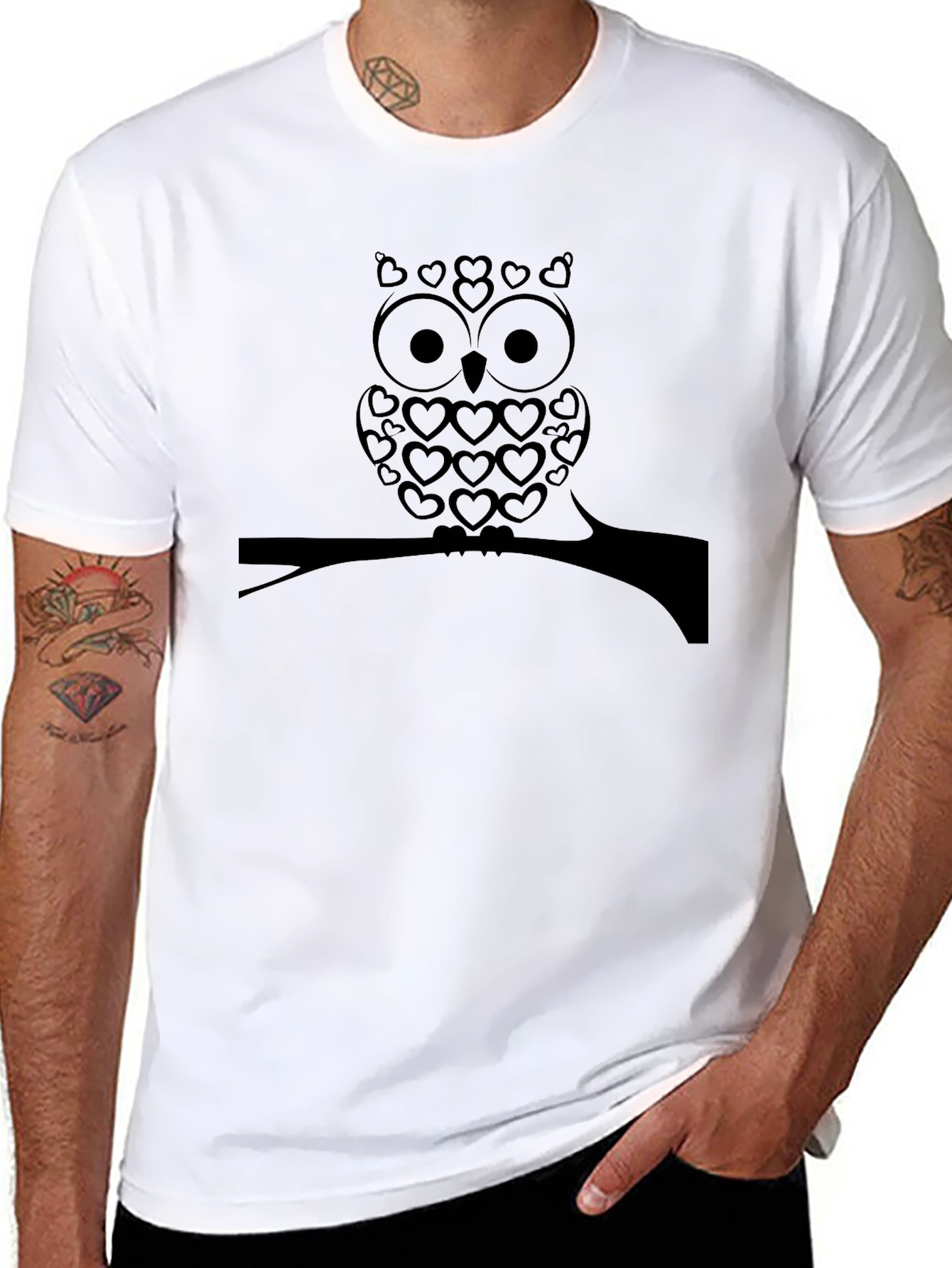 Owl Heart Graphic Tee - Black T-Shirt