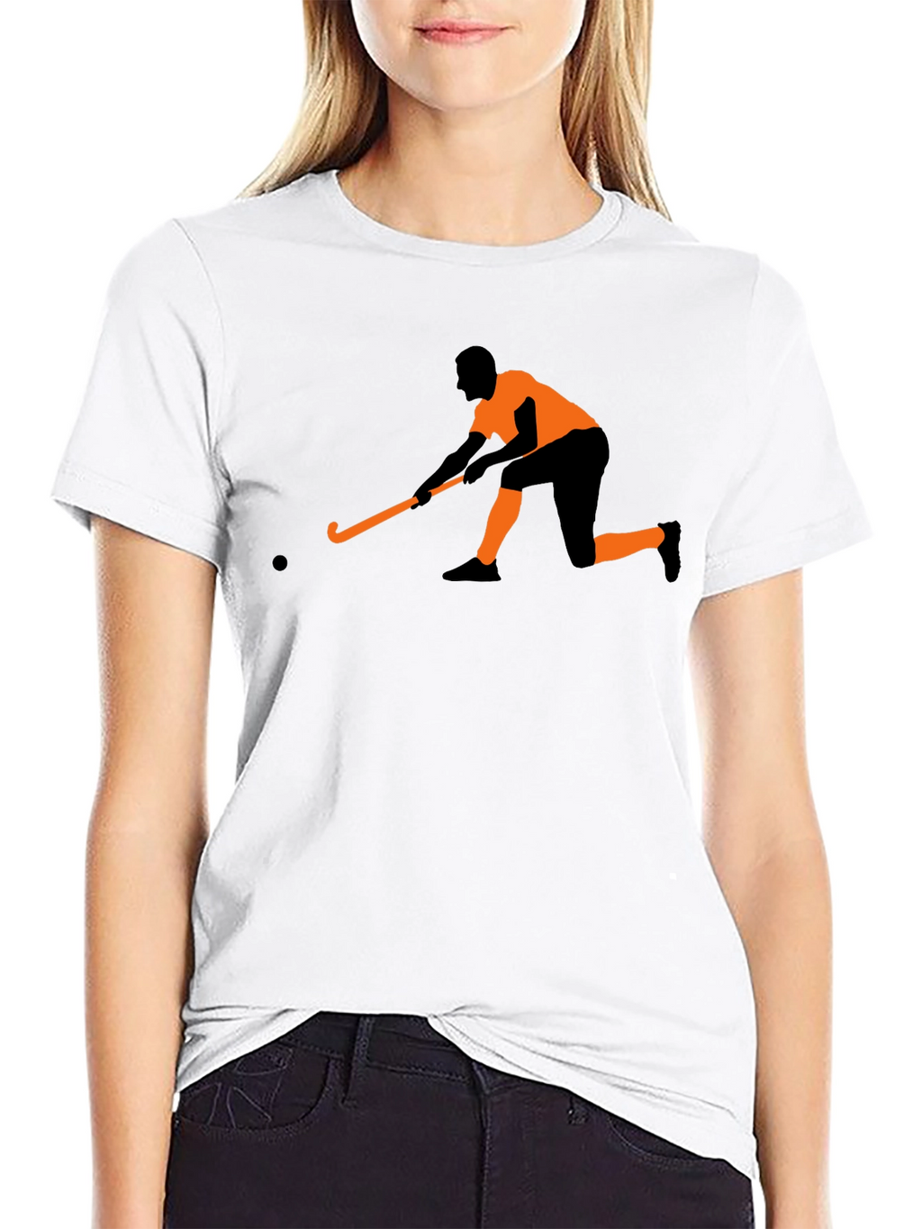 Hockey Player Graphic Tee - Black