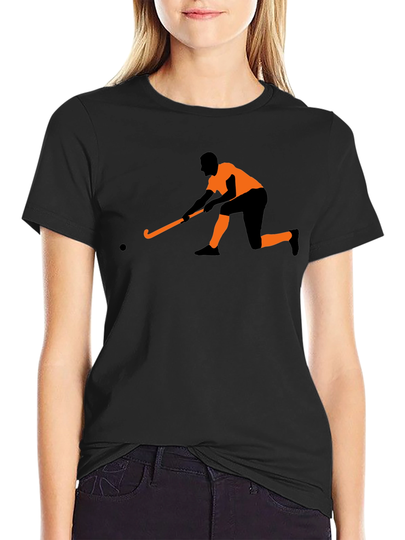Hockey Player Graphic Tee - Black
