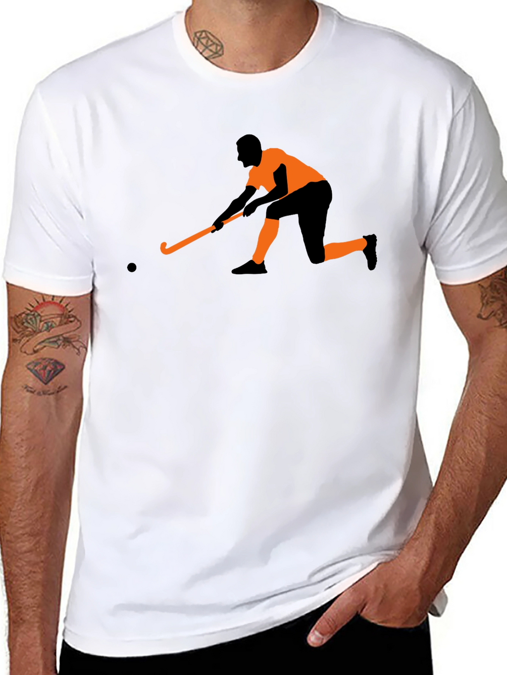 Hockey Player Graphic Tee - Black