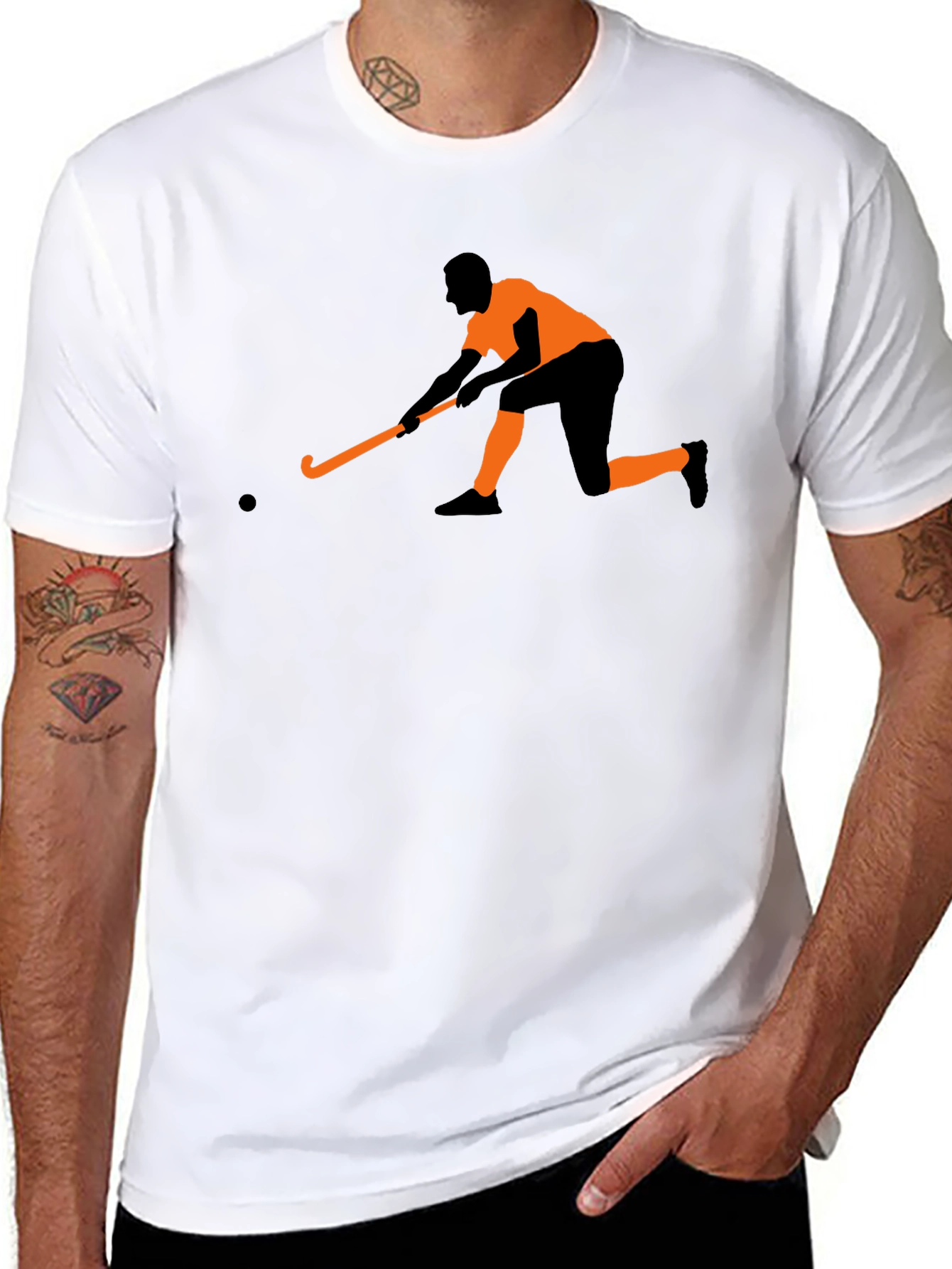 Hockey Player Graphic Tee - Black